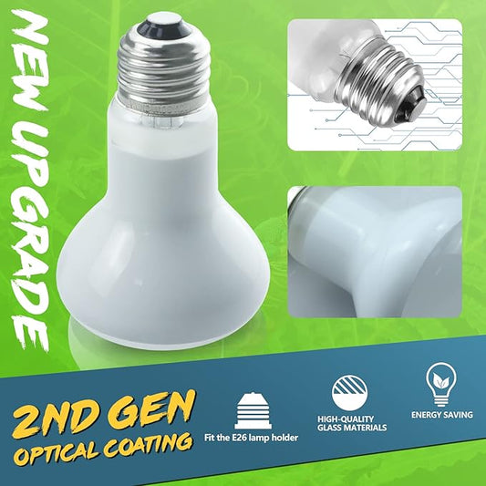 LUCKY HERP 4 Pack 50W Reptile Heat Lamp Bulb (2nd Gen), Amphibian Basking Light Bulb, Reptile Daylight Bulb for Turtle, Bearded Dragon, Lizard Heating Use LUCKYHERP