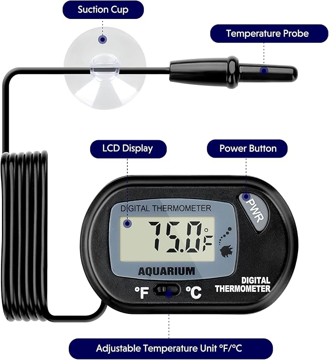 iPower 8 by 12-Inch 16W Reptile Heat Mat, LCD Digital Aquarium Thermometer, Under Tank Warmer Terrarium Heat Pad for Turtles Lizards Frogs and Other Small Animals, Multi Sizes iPower