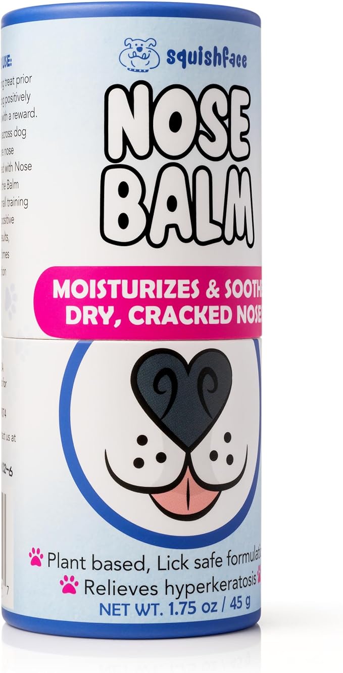 Squishface Nose Balm - Soothe & Protect Dry, Cracked Dog Snouts - Plant-Based, Lick-Safe Formulation to Aid in Relief of Hyperkeratosis - Great for All Breeds! (1.75 oz) Squishface