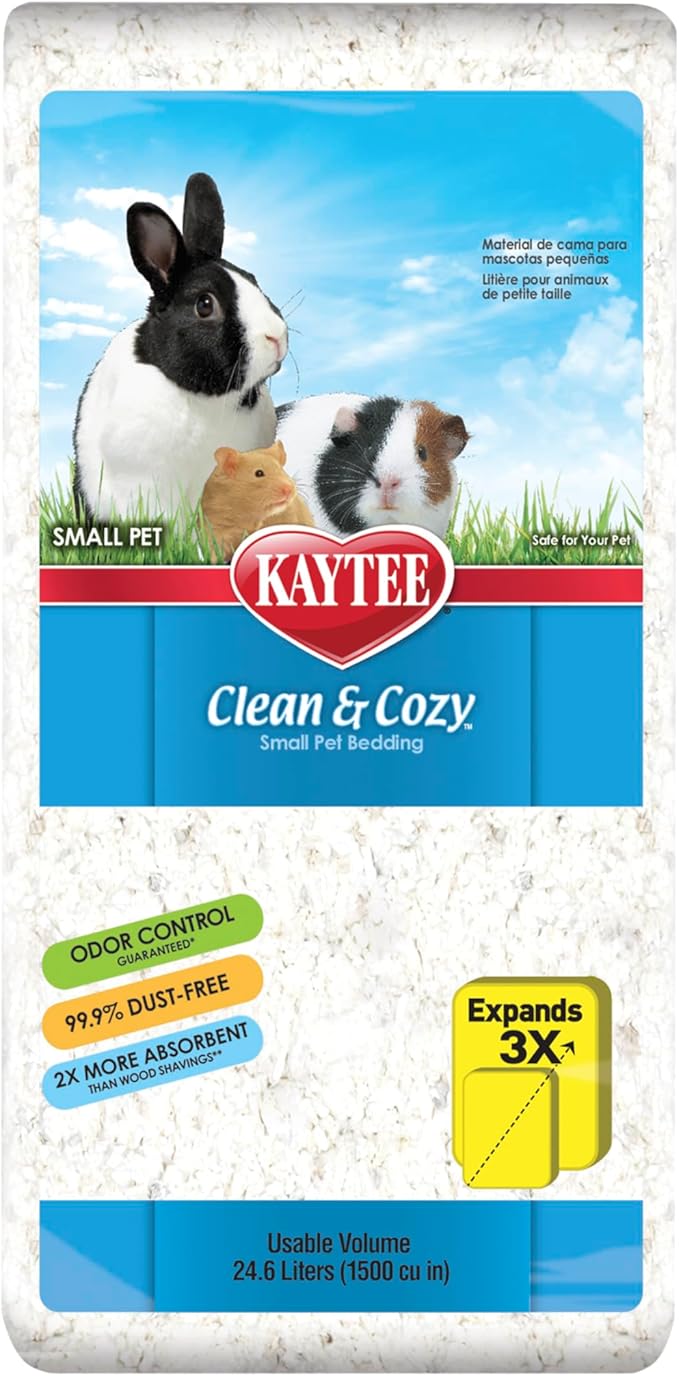 Kaytee Clean & Cozy White Small Animal Pet Bedding For Pet Guinea Pigs, Rabbits, Hamsters, Gerbils, and Chinchillas, 24.6 Liters Kaytee