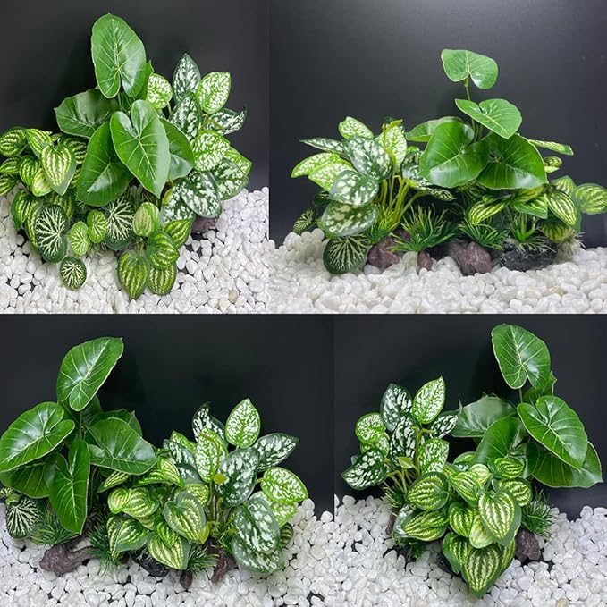 Smoothedo-Pets Fish Tank Decorations Aquarium Decoration Ornaments Accessories Betta Fish Hides Cave Rest Soft Leaf (Mix-Leaf-Set-C) EnvironmentFriendlyArtificialPlasticPlantAquariumDecoration