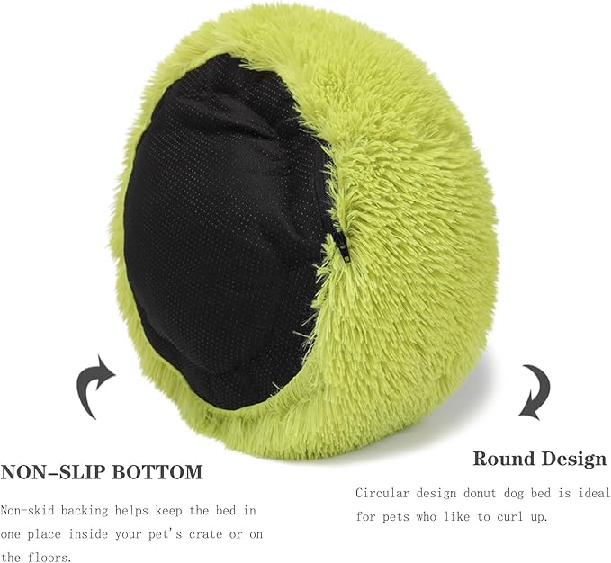 Extra Small Dog Bed Green Washable 15 inches Donut Soft Small Pet Bed,Calming Anti Anxiety Round Fits up to 5 lbs Warm Comfort Pets Beds for Puppy Dogs Indoor - PAWPICO
