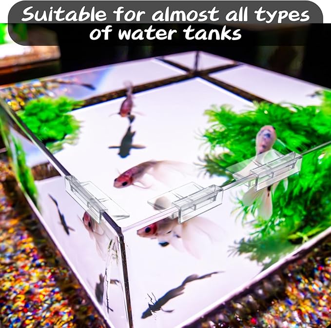 6Pcs Rimless Aquarium Lid Clips, 0.24'' Thick Acrylic Fish Tank Cover Clips Holder, Universal Glass Aquarium Top Lid Support, Transparent Fish Tank Lid Clamp for Aquarium Hoods Parts (6mm) PAWPICO