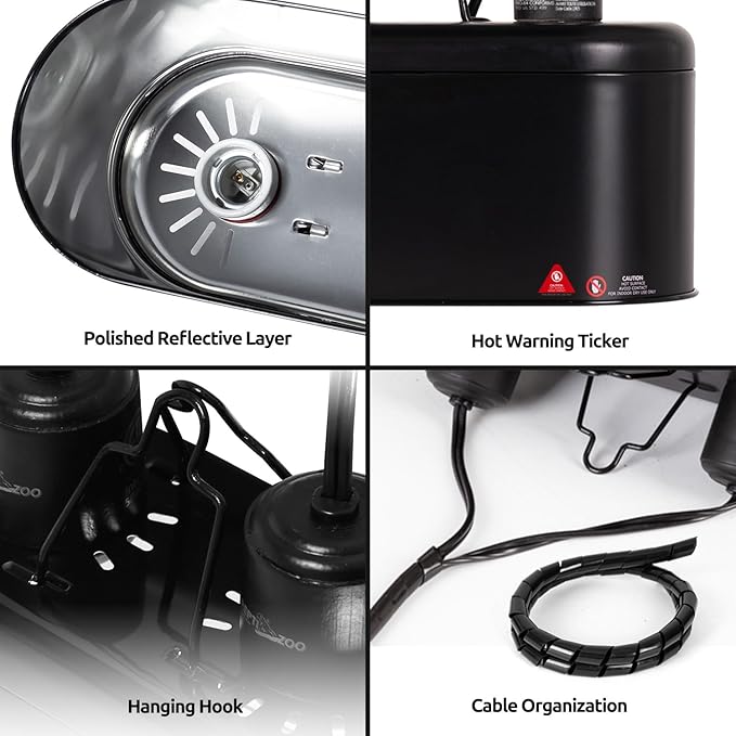 REPTIZOO Dual Reptile Light Fixture with Dimming Thermostat and Timer, Deep Dome Lamp Fixture with Independent Reptile Dimming Thermostat Heat Bulb Temperature Controller and Timing Function REPTIZOO