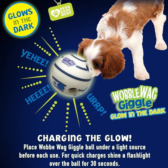 Wobble Wag Giggle Ball - Interactive Glow in the Dark Dog Toy, Giggle Sounds Keeps Dogs Busy and Entertained for Self Play, Pets Know Best - PAWPICO