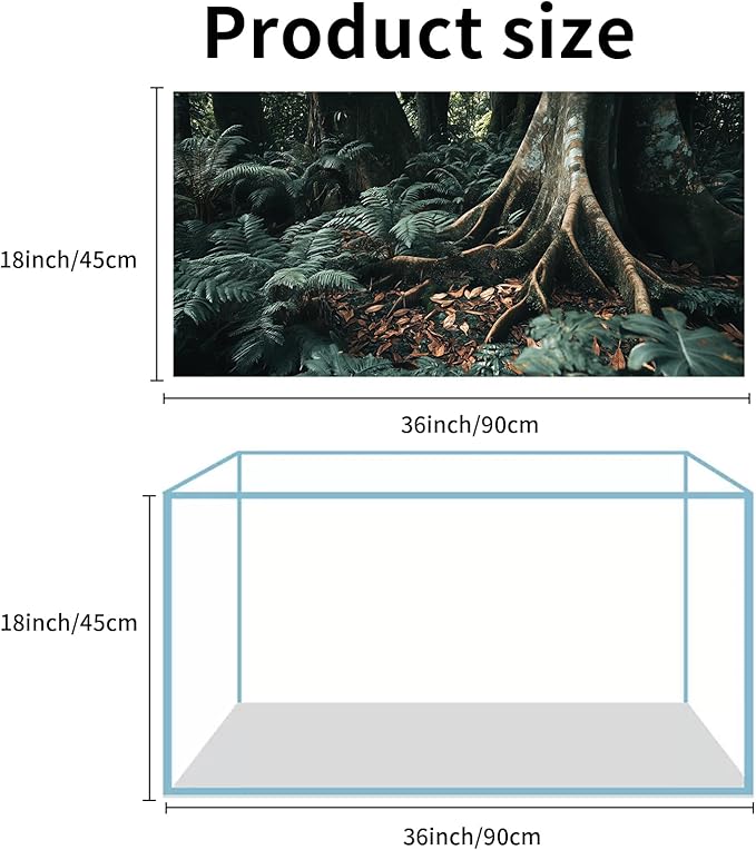 3 Pack Terrarium Background, 36x18 inches Polyester Reptile Background, Cloth Terrarium Background, Tropical Green Tree Fern & Gobi Desert Sunshine Cactus Rock Terrarium Background COMSUN