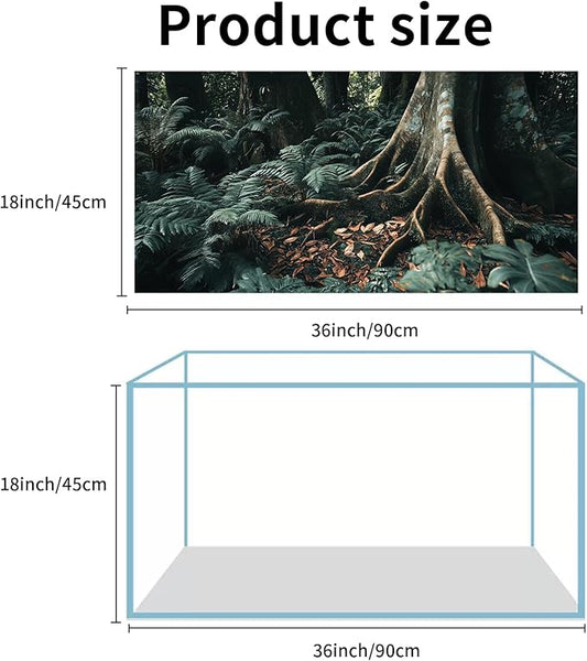 3 Pack Terrarium Background, 36x18 inches Polyester Reptile Background, Cloth Terrarium Background, Tropical Green Tree Fern & Gobi Desert Sunshine Cactus Rock Terrarium Background COMSUN