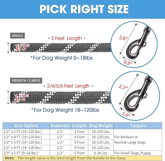 BAAPET 2/4/5/6 FT Dog Leash with Comfortable Padded Handle and Highly Reflective Threads for Small Medium and Large Dogs (4FT-1/2'', Black) BAAPET