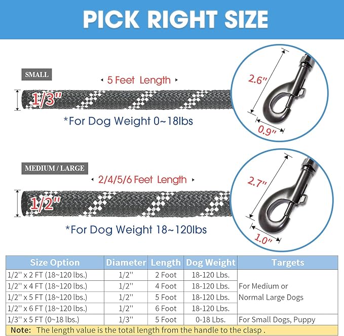 BAAPET 2/4/5/6 FT Dog Leash with Comfortable Padded Handle and Highly Reflective Threads for Small Medium and Large Dogs (6FT-1/2'', Black) BAAPET