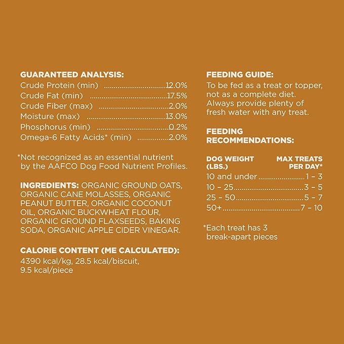 Amazon Brand - Wag Expedition Human Grade Organic Biscuits Dog Treats, Non-GMO, Peanut Butter, 10oz - PAWPICO