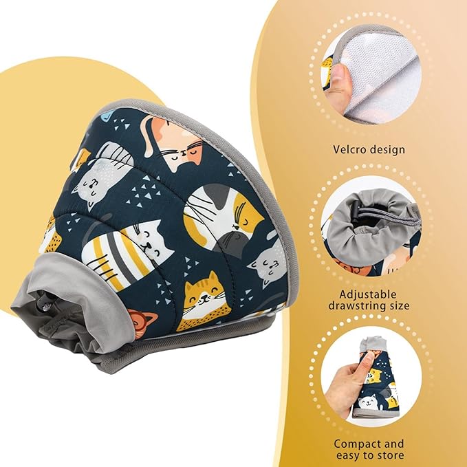 EWES Cat Cone Collar Soft L Size Alternative Neck Cones to Stop Licking for Cats Kitten Comfy Elizabethan Collars After Surgery Neuter Cat Donut Collar for Pet e Collar Recovery Shame EWES-Adesignerbrandspecializingingiftsandpets