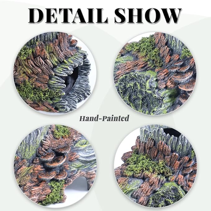 Aquarium Decorations Hollow Tree Trunk Fish Tank Accessories Tree Stump Shelter for Betta Hideout Caves Driftwood for Aquarium Simulation Tree Decor with Holes PTFJZ