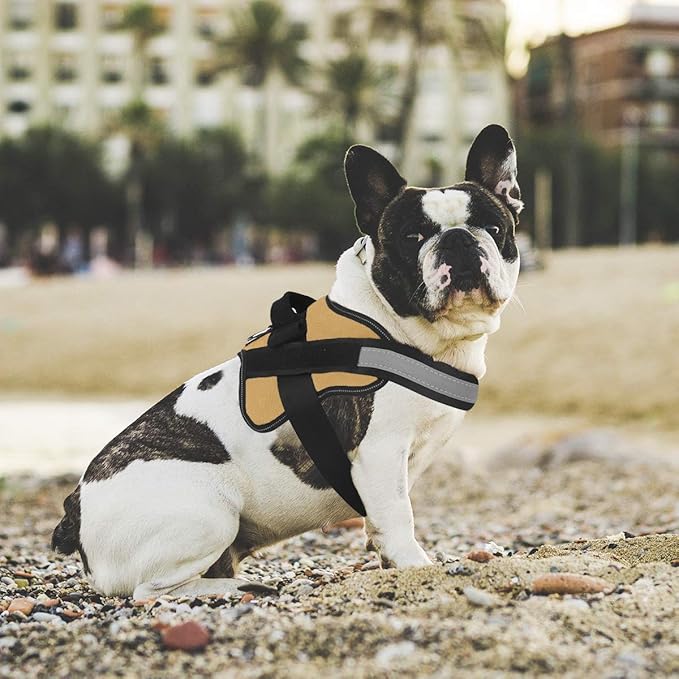 Bolux Dog Harness, No-Pull Reflective Dog Vest, Breathable Adjustable Pet Harness with Handle for Outdoor Walking - No More Pulling, Tugging or Choking (Army Yellow, L) Bolux