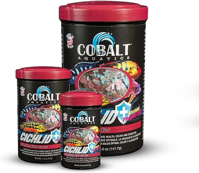 Cobalt Aquatics Cichlid Flakes 5oz - Probiotic Formula for Growth, Color & Health - Blue Flakes for Digestive & Immune Support - for Clear Aquariums COBALTAQUATICS