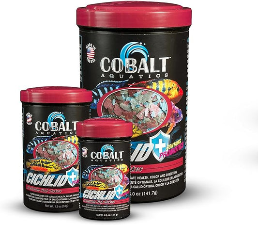 Cobalt Aquatics Cichlid Flakes 5oz - Probiotic Formula for Growth, Color & Health - Blue Flakes for Digestive & Immune Support - for Clear Aquariums COBALTAQUATICS