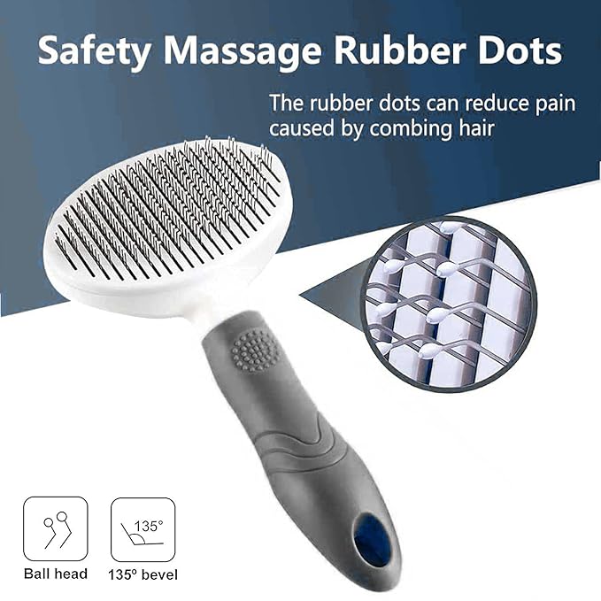 Cat Self Cleaning Slicker Brush, Pets Skin Friendly Cat Brush for Dogs Cats Grooming Brush Tool Easy to Remove Loose Undercoat, Mats Tangled Hair Slicker Massage Cats Dogs Brush - Upgraded - PAWPICO