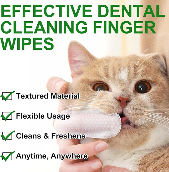 Dog Teeth Cleaning 50PCS, Pets Teeth Cleaning Wipes for Dogs & Cats, Dog Toothbrush Kit, Dog Dental Care Finger Wipes, Remove Bad Breath, Plaque & Tartar, Cleaning & Gum Care Pet Wipes PAWPICO