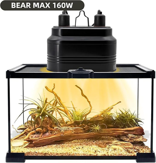 Reptile Dual Light Fixture, Reptile Heat Lamp Fixture with Separate Switches Fit for UVB Bulb Basking Heat Bulb for Reptile Glass Terrariums WelcometoMECESORReptileWorld