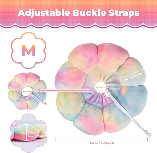 Flower Cat Cone, Uadonile Adjustable Cat Cone Collar, Soft Dog Elizabethan Collar Recovery E Collar After Surgery, Recovery E-Collar for Kittens/Puppies and Cats Recovery(Tie-dye Pink Blue, M) Uadonile