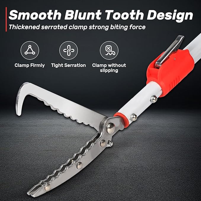 91 Inches Snake Grabber -Stainless Steel Snake Tongs Foldable with Lock Suitable for Catching Rattlesnakes and Coral Snakes Reptile KUNNKU
