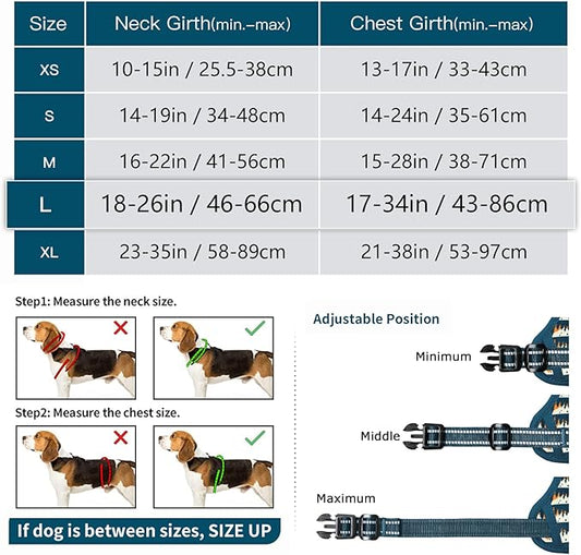 Timos Dog Harness, No-Pull Pet Harness with 2 Leash Clips, 3 Snap Buckles Adjustable Soft Padded Dog Vest, Reflective No-Choke Pet Oxford Vest with Easy Control Handle for Small Medium Large Dogs Timos