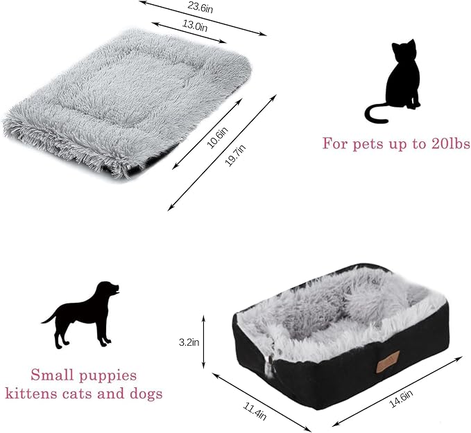 Cat Bed Small Dog Bed 24''X20'' Self Warming Cat Bed Self Heating Cat Pad Extra Warm Thermal Kitten Beds for Indoor Outdoor Kittens Small Pets (Black) - PAWPICO