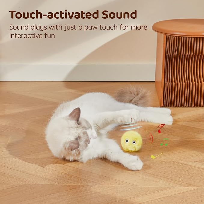 Potaroma Chirping Cat Toys Balls with SilverVine Catnip, Upgraded, 3 Pack Fluffy Interactive Cat Kicker, 3 Lifelike Animal Sounds, Kitty Kitten Catnip Exercise Toys - PAWPICO