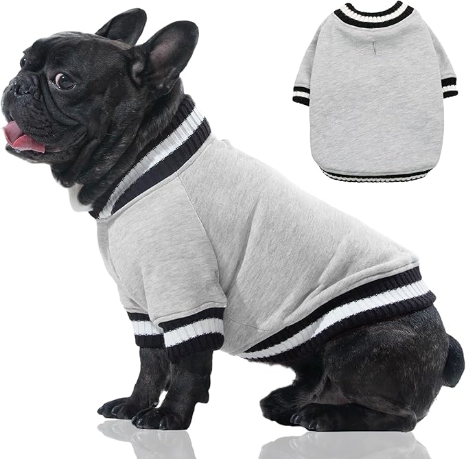 FUAMEY Dog Pullover Sweatshirt,Dog Winter Sweaters Warm Dog Clothes Dog Vest Thick Puppy Pullover Soft Pet Fleece Sweater Cute Doggie Boy Girl Outfit for Small Medium Dogs Grey XS - PAWPICO