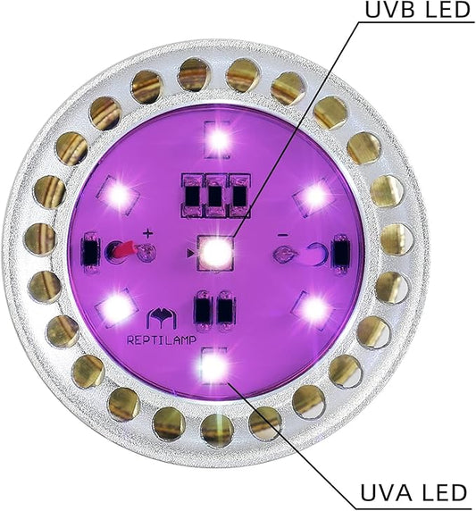 UVA UVB Reptile Light Lamp, R6208 UV LED Replacement for 26 Watts UVB5.0 CFL Bulb REPTILAMP