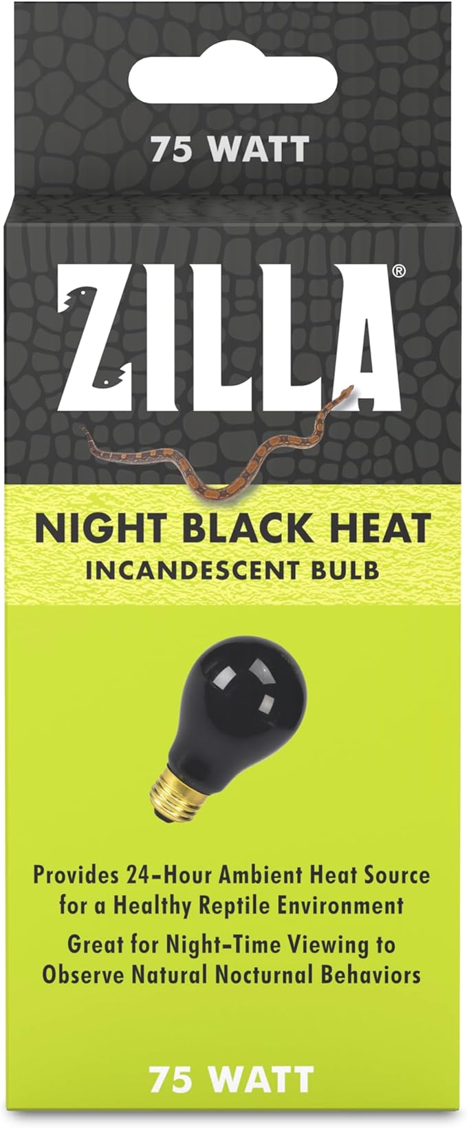 Zilla Incandescent Bulb, Night Black, Ideal for Nocturnal Reptile Species Zilla