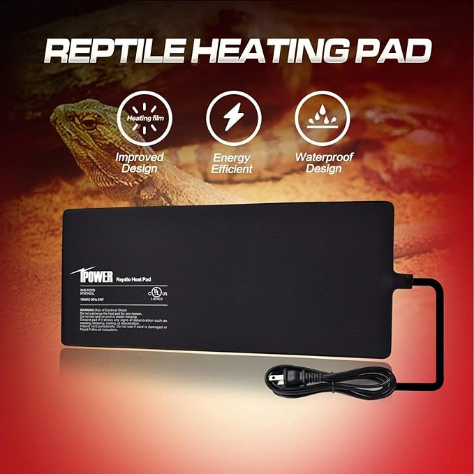iPower PTHTPDCTRLV2HTPDXL 8"x18" Reptile Heating Pad Under Tank Terrarium Heat Mat with Digital Thermostat Temperature Controller for Small Animals iPower
