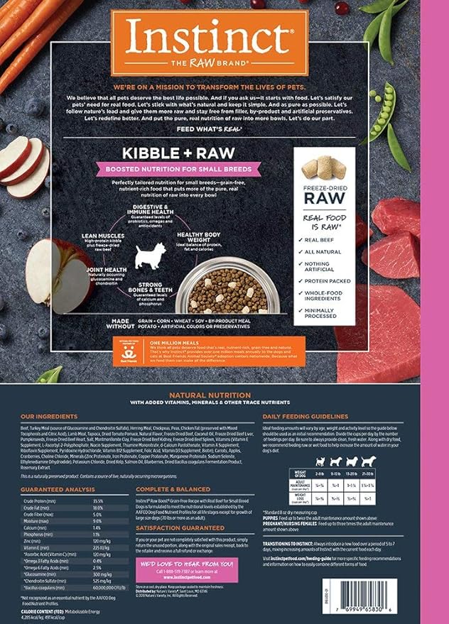 Instinct Raw Boost Small Breed Grain Free Recipe with Real Beef Natural Dry Dog Food, 10 lb. Bag - PAWPICO