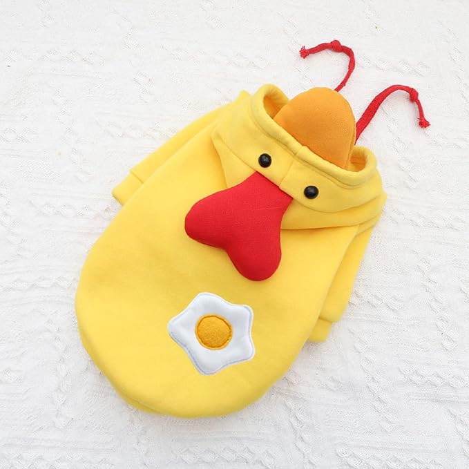 Warm Dog Winter Clothes Cute Fruit Dog Coat Hoodies Fleece Pet Dogs Costume Jacket for French Bulldog Chihuahua Ropa para Perro(5 Yellow Duck,L) - PAWPICO