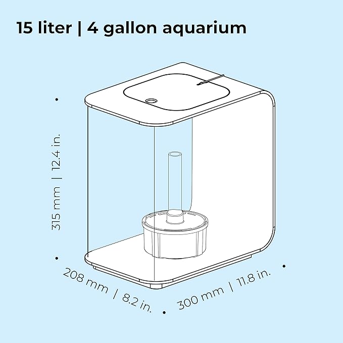 biOrb Flow 15 Acrylic 4-Gallon Aquarium with White LED Lights Modern Compact Tank for Tabletop or Desktop Display, White biOrb
