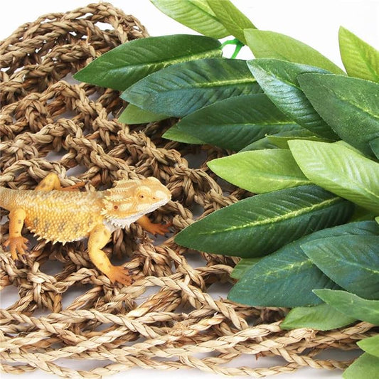 Reptile Plants Hanging Silk Terrarium Plant with Suction Cup for Bearded Dragons,Lizards,Geckos,Snake Pets and Hermit Crab Tank Habitat Decorations,Small Size,12 inches Green SLSON