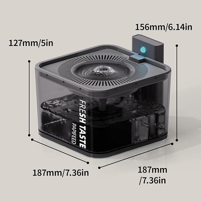 Cat Water Fountain: 106oz/3L Premium Pet Water Fountain Dispenser with Smart Motion Sensor with Filter, Wireless Battery Power Water Fountain for Cats - PAWPICO