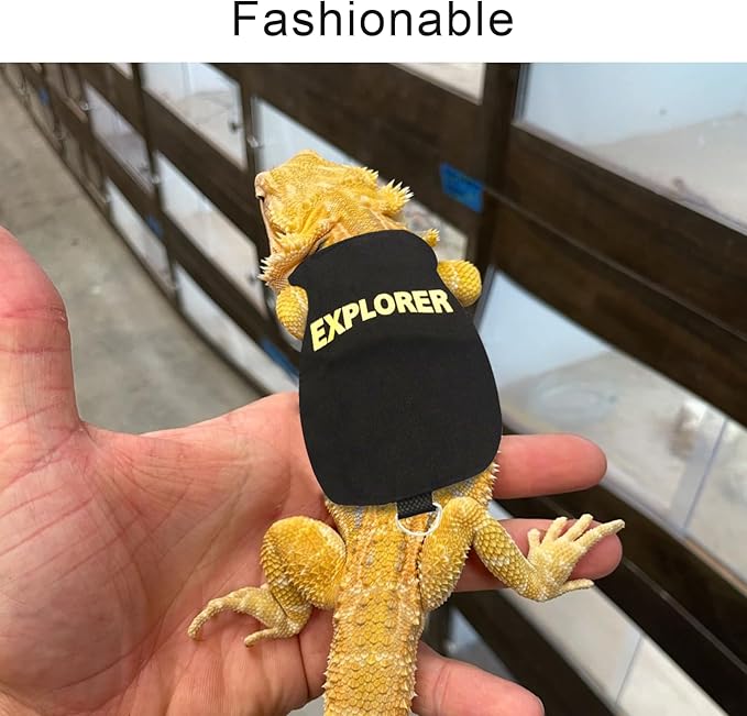 Bearded Dragon Harness and Leash Set - Self-Adhesive Adjustable Lizard Reptiles Harness Bearded Dragon Clothes, Bearded Dragon Accessories with 67in Escape Proof Nylon Leash for Outdoor Walking PAWPICO
