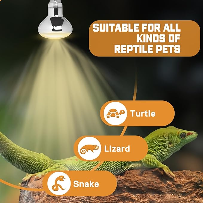 LUCKY HERP Heat Lamp Bulbs, UVA Intense Basking Spot Light Reptile Heat Lamp(Clear) 100W, Simulated Natural Sunlight Heat Lamp Bulbs for Reptile, Bearded Dragon, Amphibian, Turtle, Snake, Lizard LUCKYHERP
