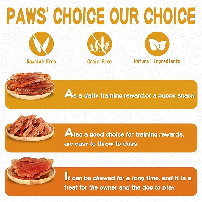 Chicken Jerky Strips Dog Treats, Training Treats for Dogs w/Taurine, Low Fat, Natural Chicken Jerky Cuts, 12.5 oz - PAWPICO