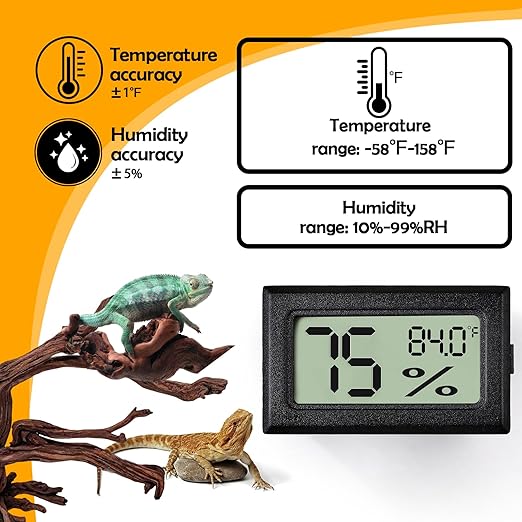 2 PCS Rectangle Reptile Thermometer and Humidity Gauge for Bearded Dragon Accessories, Reptile Tank Accessories for Jumping Spider, Leopard Gecko, Hermit Crab, Gecko, Ball Python, Lizard BSRESIN