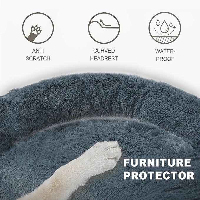 Tinaco Luxurious Calming Dogs/Cats Bed Mats, Washable Removable Couch Cover, Plush Long Fur Mat for Pets, Waterproof Lining, Perfect for Small, Medium and Large Dogs and Cats (Dark Gray, XL) - PAWPICO