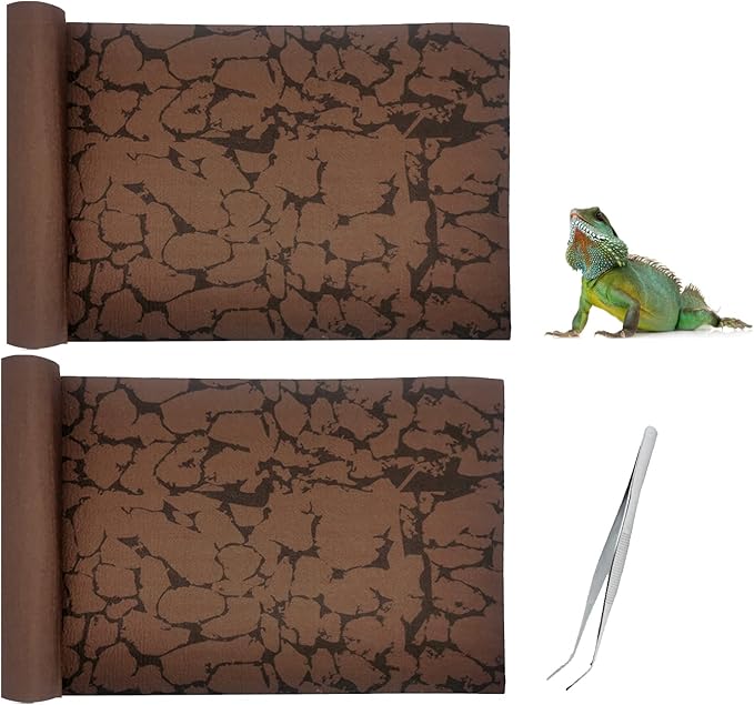 Tfwadmx Reptile Carpet Sand Mat for Bearded Dragon Terrarium Substrate Liner Brown Leopard Gecko Tank Accessories Lizard Bedding Mats for Tortoise Turtle Snake Chameleon with Tweezers 16x23In (2 Pcs) Tfwadmx