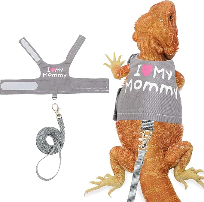 Bearded Dragon Harness and Leash Set - Adjustable Reptile Harness with Cute Design for Small Animals | Comfortable Outdoor Walking Gear for Lizards PAWPICO