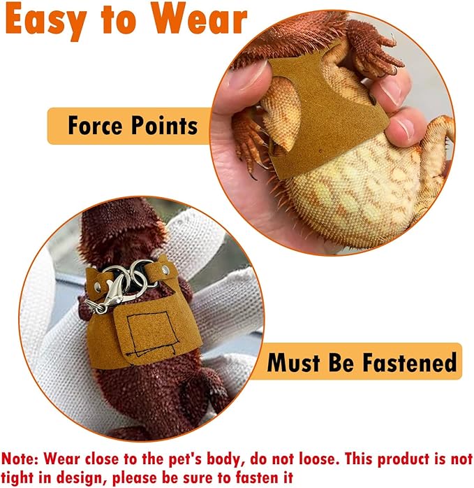 PINVNBY 3 Size Bearded Dragon Leash and Harness Set Adjustable Bearded Dragon Harness with Lizard Traction Rope Mini Scooter Toy for Bearded Dragon Lizard Reptile to Walking Outdoor PINVNBY