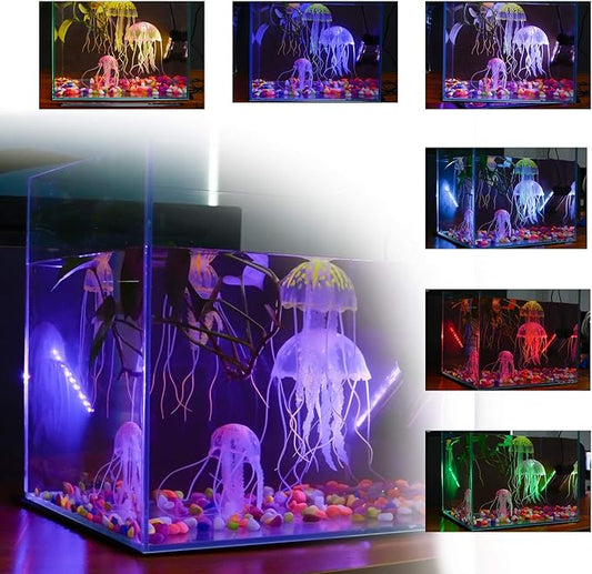 LED Aquarium Lights, Underwater Fish Tank Lights RGB Waterproof Color Changing Adjustable Memory Submersible Remote Control Aquarium Tank Sucker Hood Strip Lamp Waterfall Lights, 7.5 inch S+SMIFUL
