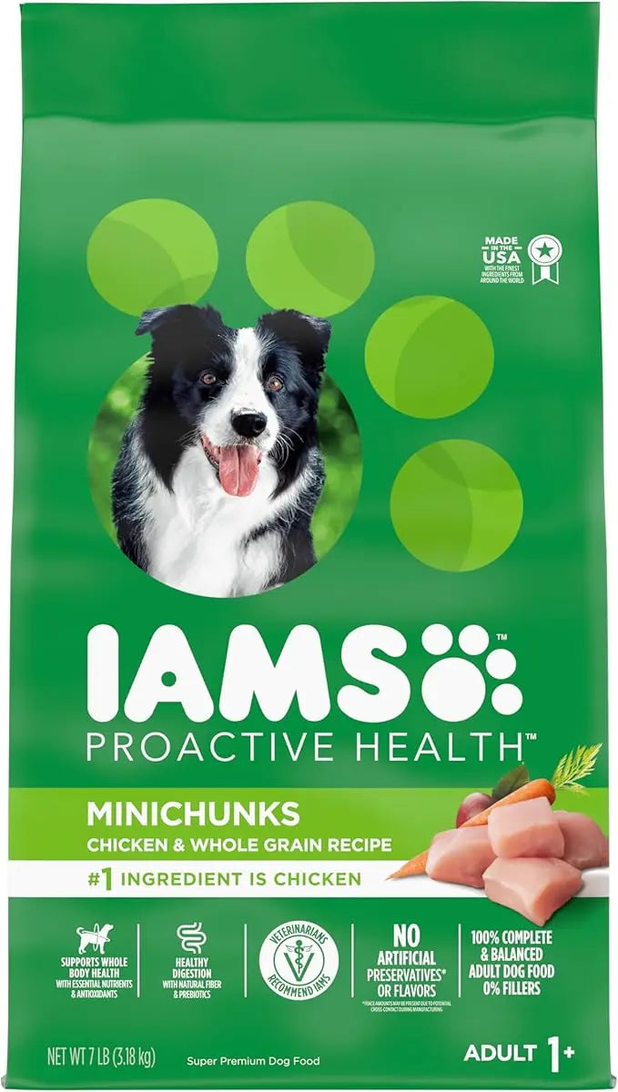 IAMS Proactive Health Minichunks Adult Dry Dog Food with Real Chicken and Whole Grains, 7 lb. Bag - PAWPICO