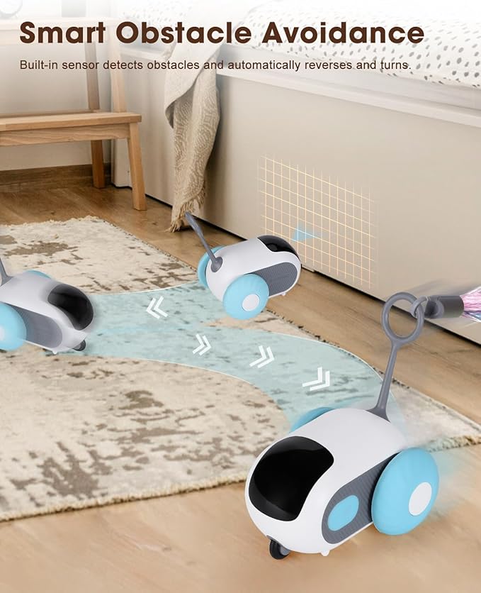 Cat Toys for Indoor Cats, Smart Interactive Cat Toy with Two-Speed Adjustment, Remote Control USB Rechargeable Automatic Cat Exercise Toys for Bored Indoor Adult Cats Kittens (Blue) - PAWPICO
