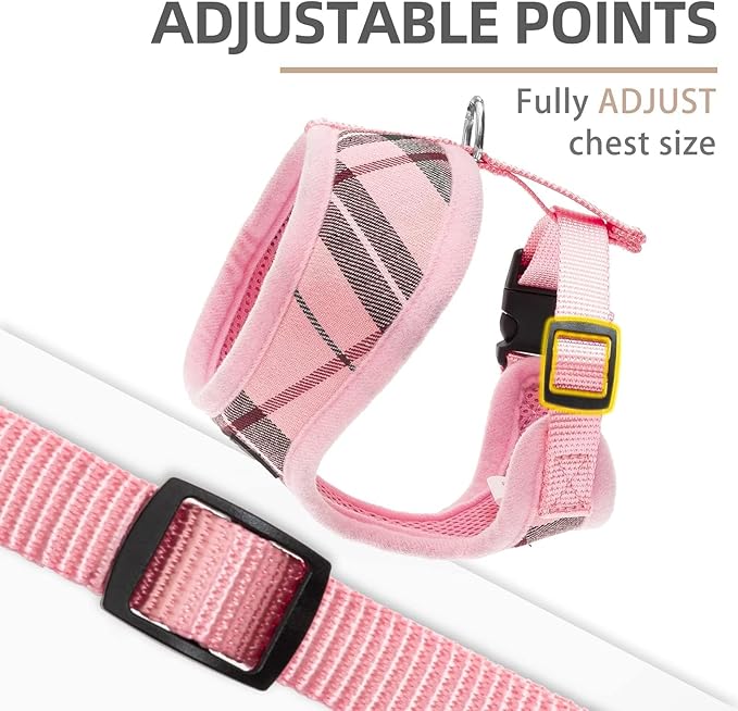 PUPTECK Soft Mesh Dog Harness and Leash Set Pet Puppy Cat Comfort Padded Vest No Pull Harnesses, Light Pink, S PUPTECK