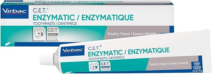 Virbac CET Enzymatic Toothpaste| Eliminates Bad Breath by Removing Plaque & Tartar Buildup | Best Pet Dental Care Toothpaste | Poultry Flavor, 2.5 oz tube Virbac