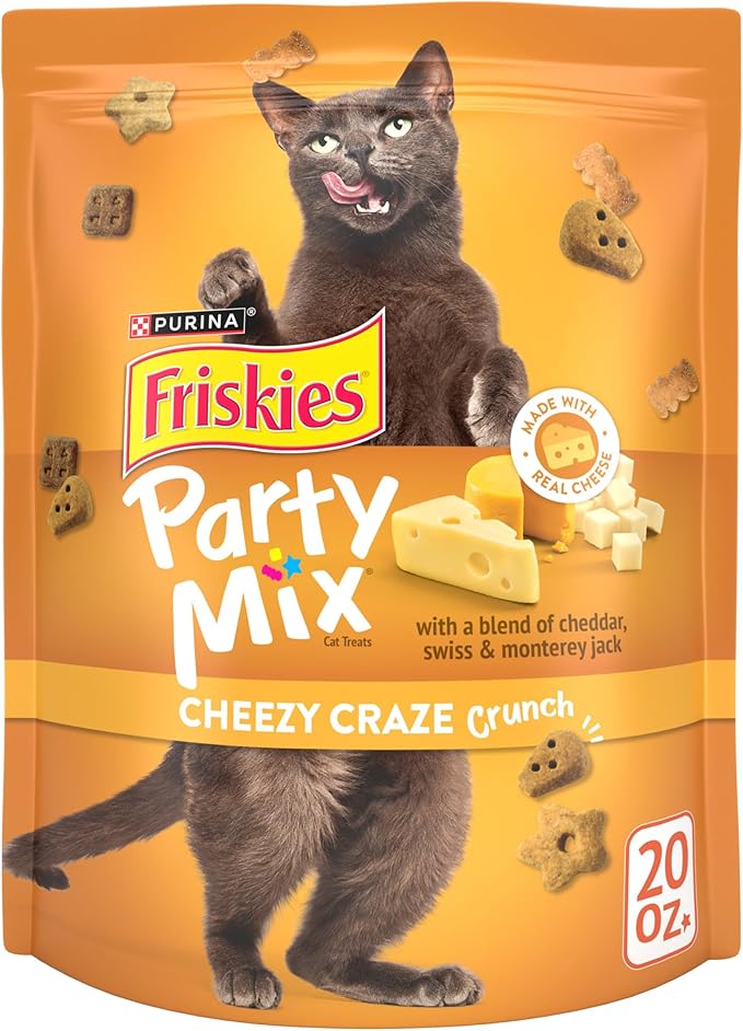 Purina Friskies Cat Treats, Party Mix Cheezy Craze Crunch - 20 oz. Pouch PurinaTreats